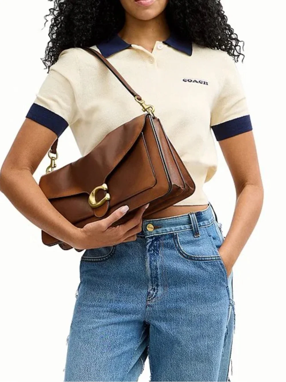 NWT Coach Tabby 36 Loved Leather Shoulder Bag Rub-Off Leather Brown
